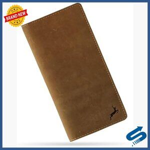 Genuine Crazy Horse Leather Long Wallet Holds 15-18 Cards Minimalist